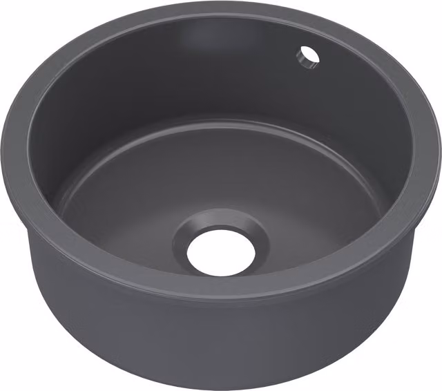 Balterley Ceramic Undermount 1 Bowl Kitchen Sink with Overflow, Dark Grey, W: 46.0 cm, D: 19.2 cm