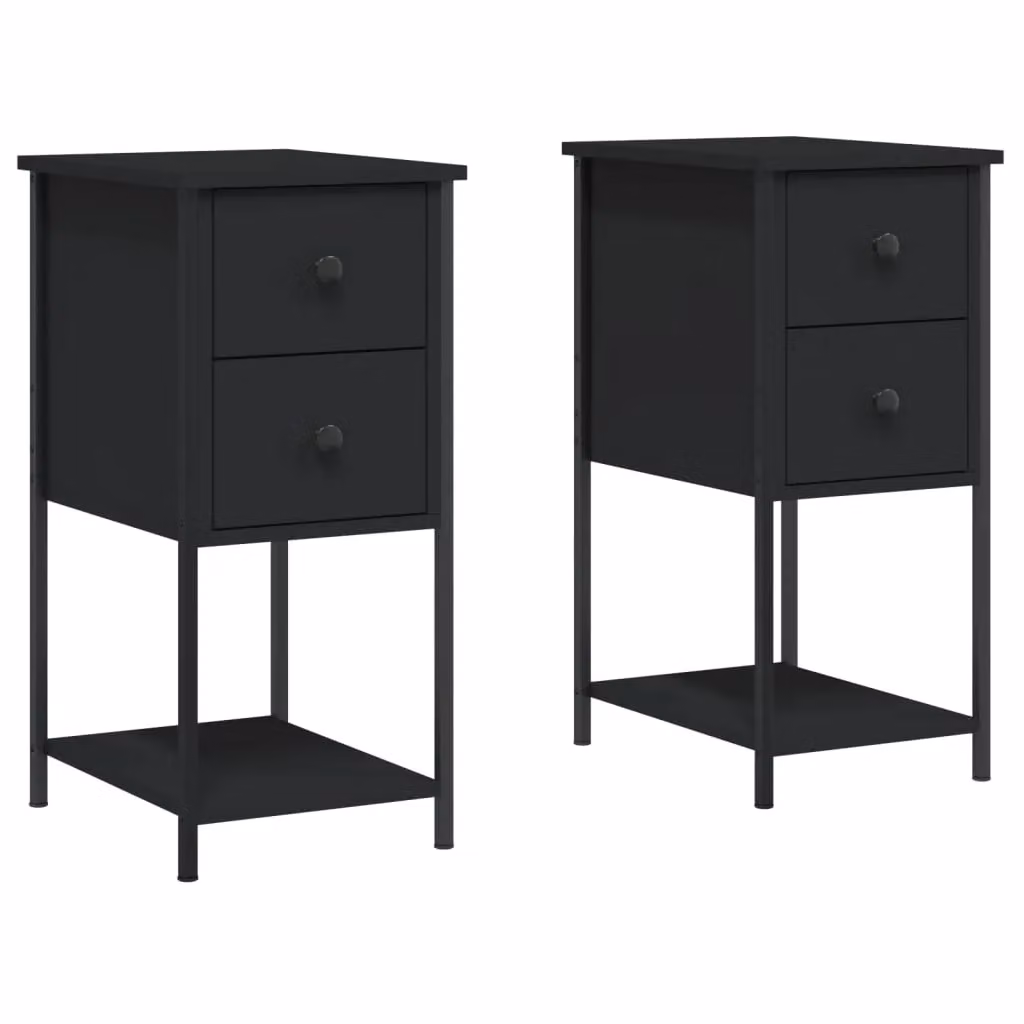 Berkfield Home Set of 2 Modern Black Bedside Cabinets, W/D/H: 32 x 42 x 70 cm – 2