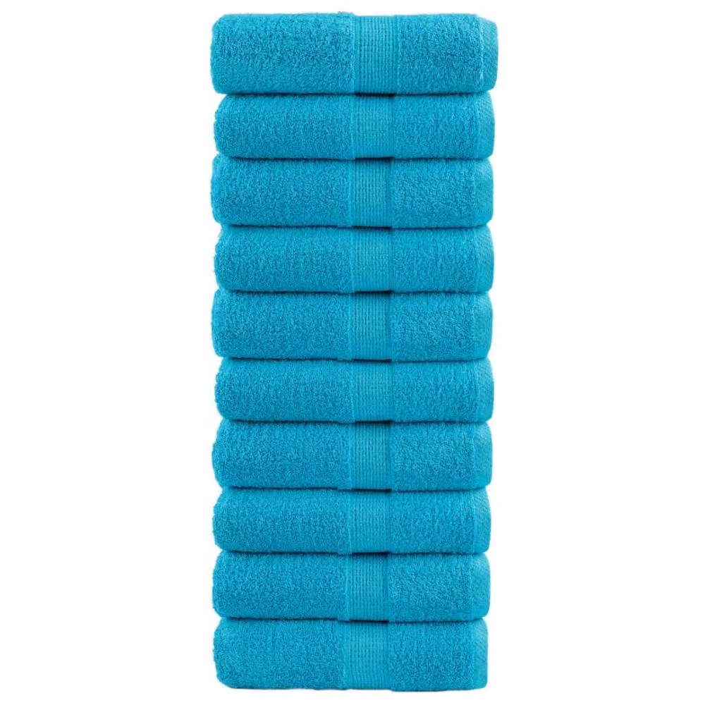 Berkfield Home SOLUND Premium Cotton Soap Towels, Turquoise, 10 pcs, W/D/H: 30 x 30 x 30 cm, 600 gsm – 1