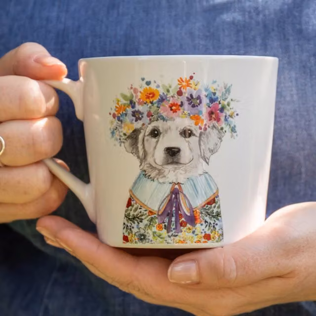 Mikasa Tipperleyhill Bone China Puppy Print Mug, White, 380ml