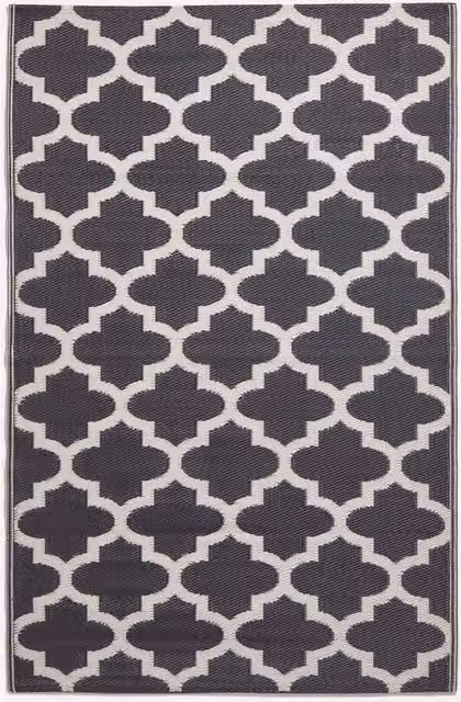 Homescapes Nola Geometric Outdoor Rug, Black and White, Reversible and UV-Resistant, W/L: 270 cm
