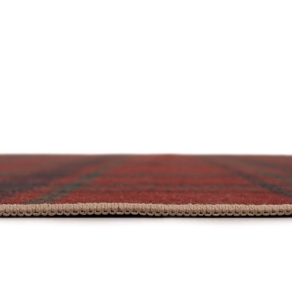 Kukoon Red and Green Tartan Soft Chenille Washable Living Room Area Rug W: 80 cm, L: 300 cm – 3