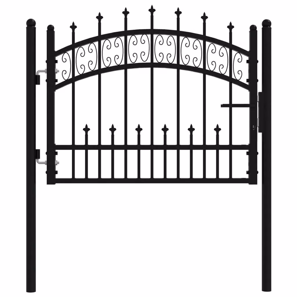 Berkfield Home Spear Top Fence Gate, Black Powder-coated Steel, W: 103 cm, H: 120 cm – 2
