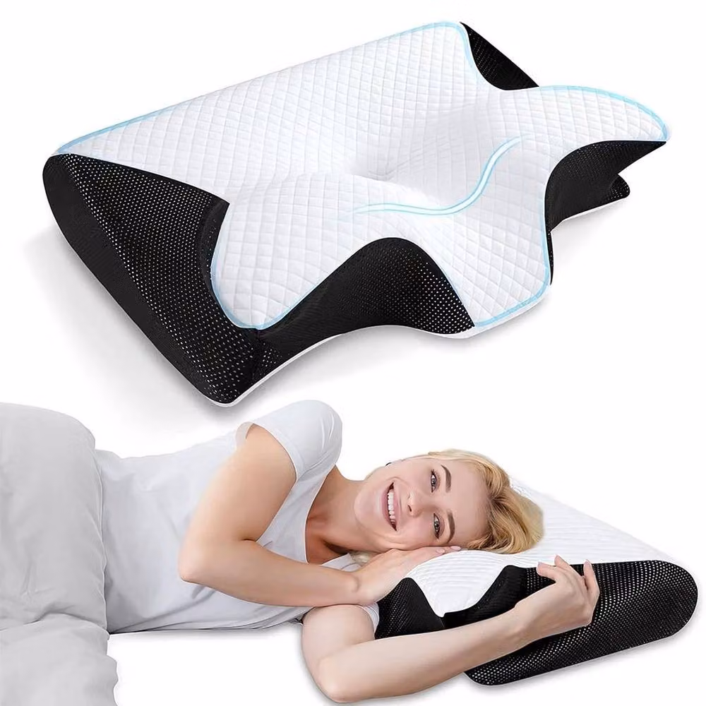 PAWNORA 2-in-1 Ergonomic Adult Pillow in Black and White – 4