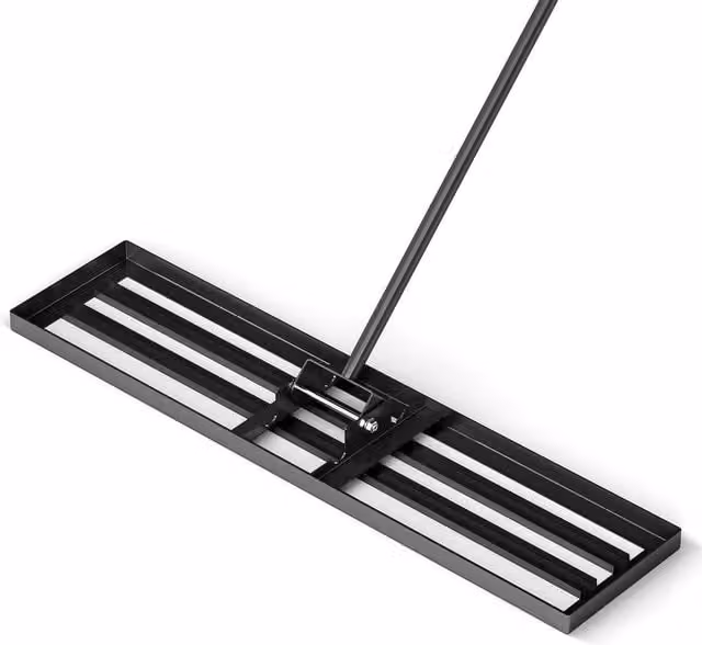 Gymax Heavy Duty Lawn Leveling Rake with Ergonomic Handle in Black – 1