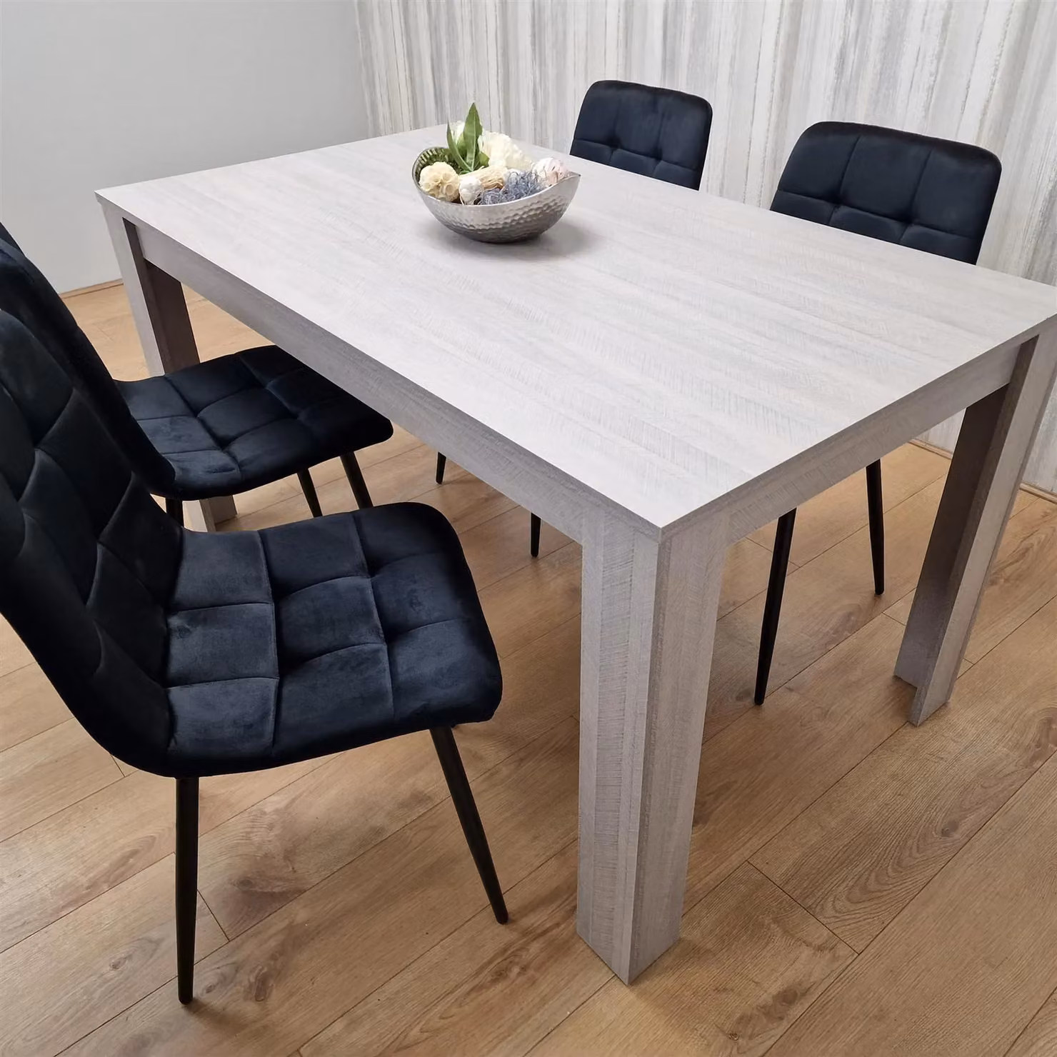 KOSY KOALA Modern Rectangular Dining Table Set with 4 Black Velvet Chairs, Brown – 2