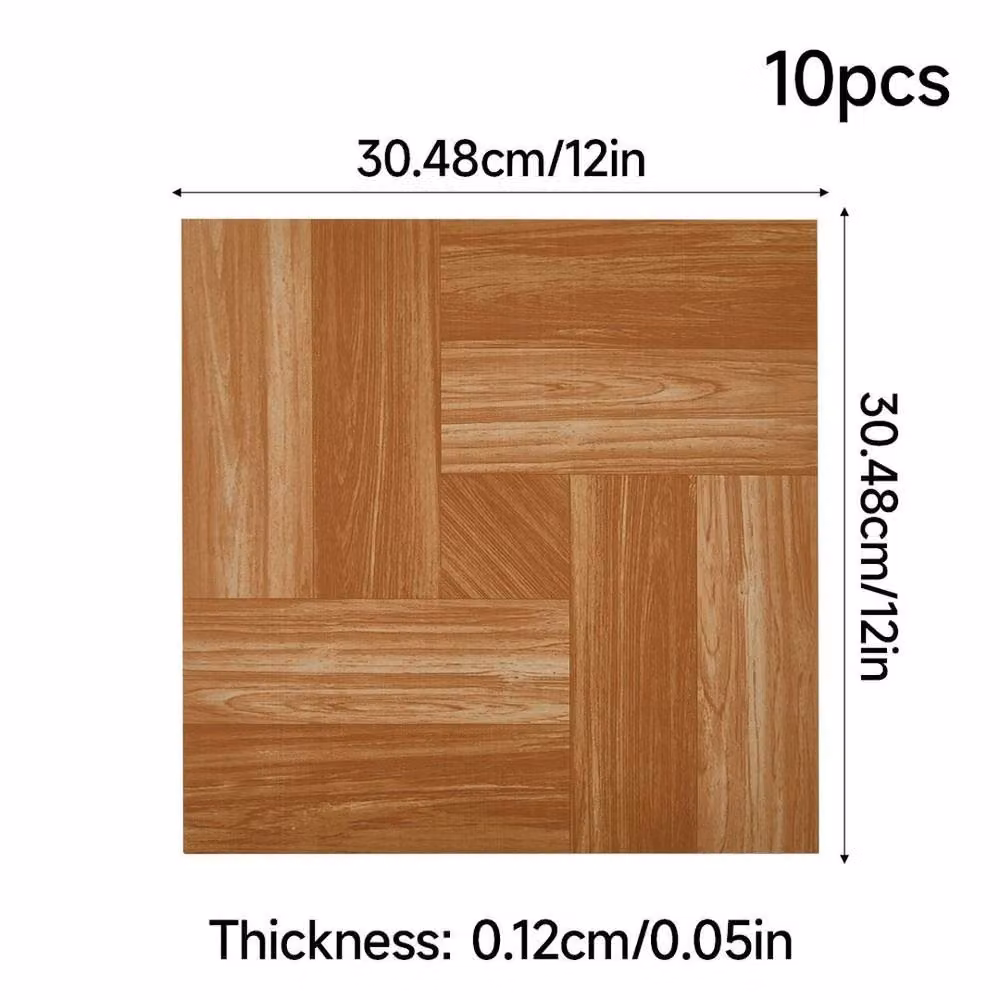 Kelvenix 10-Piece Self-Adhesive Wood-Look PVC Flooring Tile Set in Brown, W: 52 cm, L: 1000 cm – 2