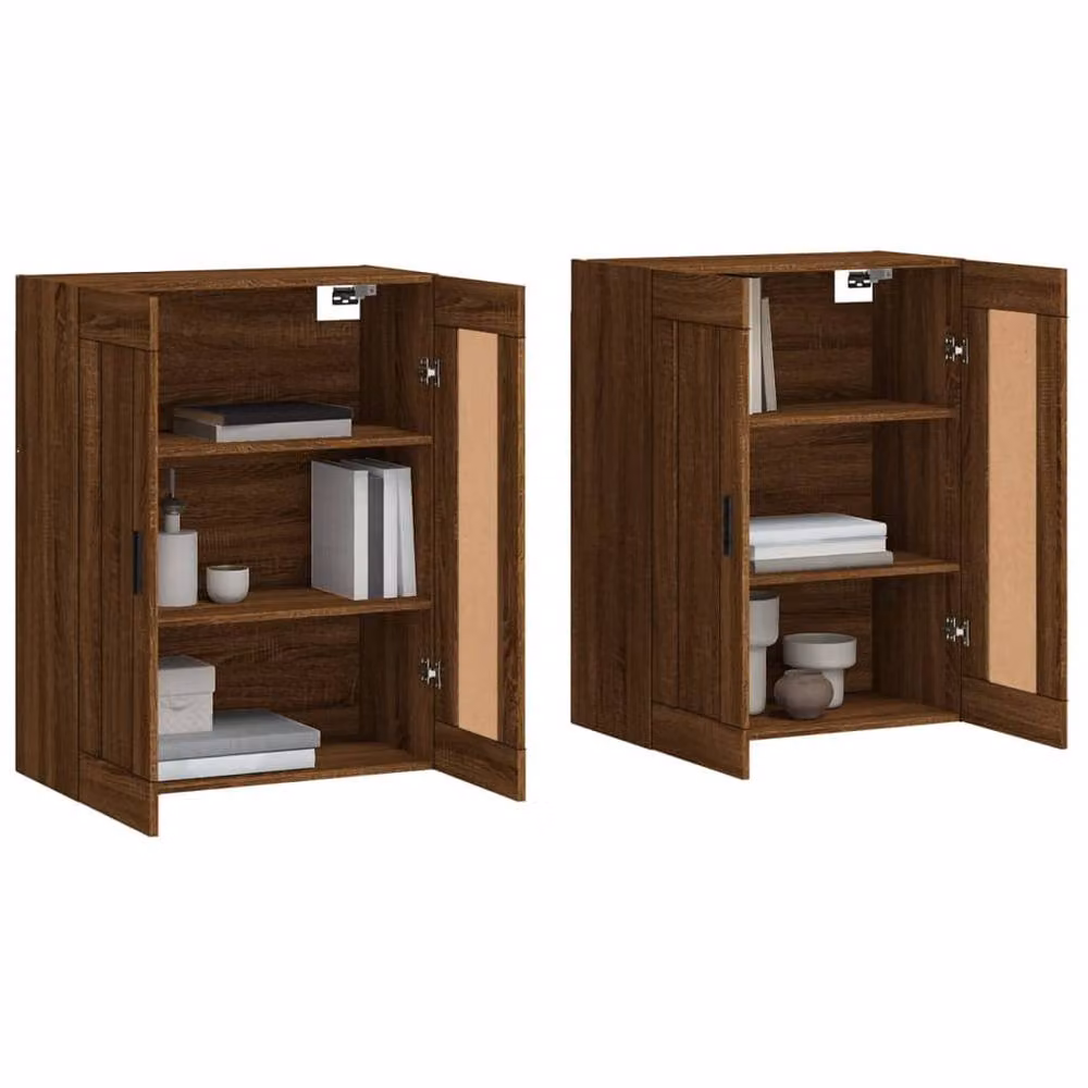 Berkfield Home Set of 2 Wall Mounted Cabinets in Brown Oak Engineered Wood – 3