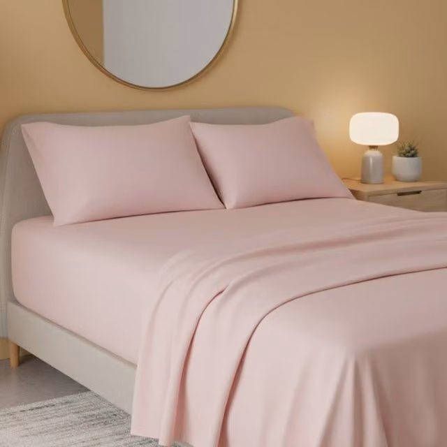 Snug City Pink Flannelette Soft Brushed Cotton Flat Sheet, W: 140 cm, L: 200 cm