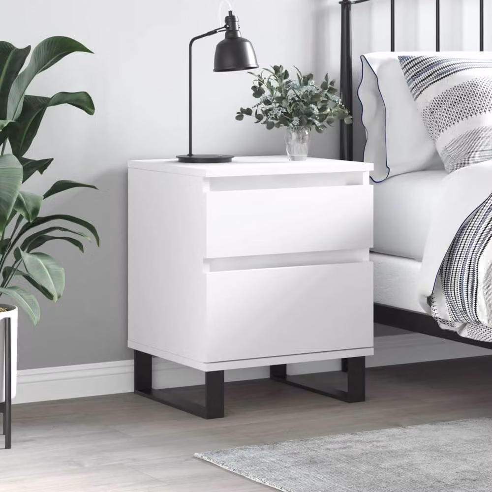 Berkfield Home Modern Bedside Cabinet in White, W/D/H: 40 x 35 x 50 cm – 2