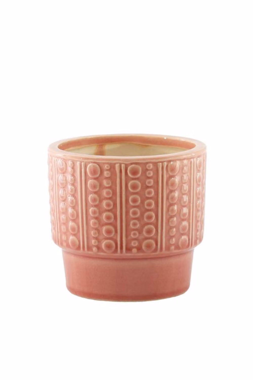 KDMD Hortus Salmon Pink Warwick Dimple Ceramic Pot, H 19 cm x Dia 21 cm – 2