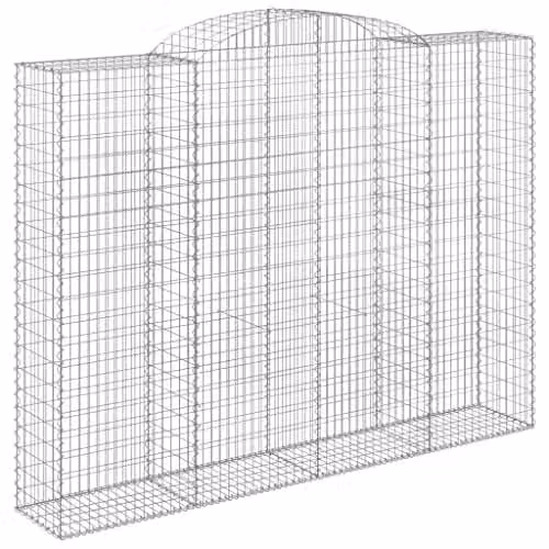 vidaXL Set of 6 Arched Gabion Baskets in Silver Galvanised Steel, W: 300 cm, D: 50 cm, H: 220/240 cm – 1