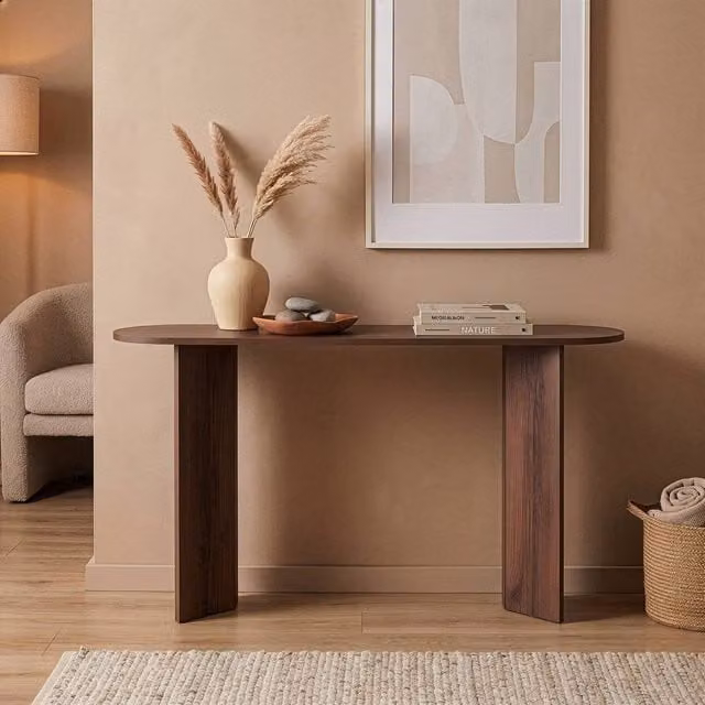 CALICOSY SIRA Console Table in Walnut Brown