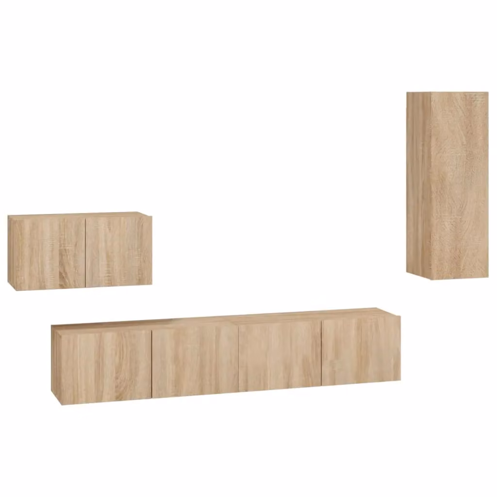 Berkfield Home 4 Piece Sonoma Oak TV Cabinet Set in Brown – 2