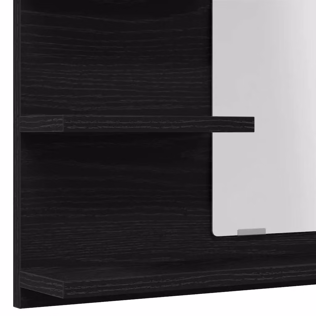 Berkfield Home Black Oak Wall Mounted Bathroom Mirror, W: 60 cm, D: 10.5 cm, H: 45 cm – 6