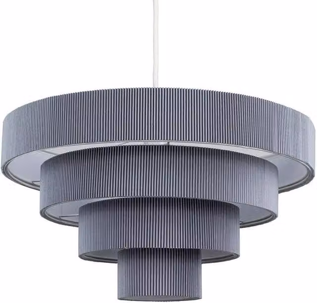 SPETLEK Modern Grey Fabric Cylinder Ceiling Light Shade, W/D/H: 22 x 22 x 40 cm