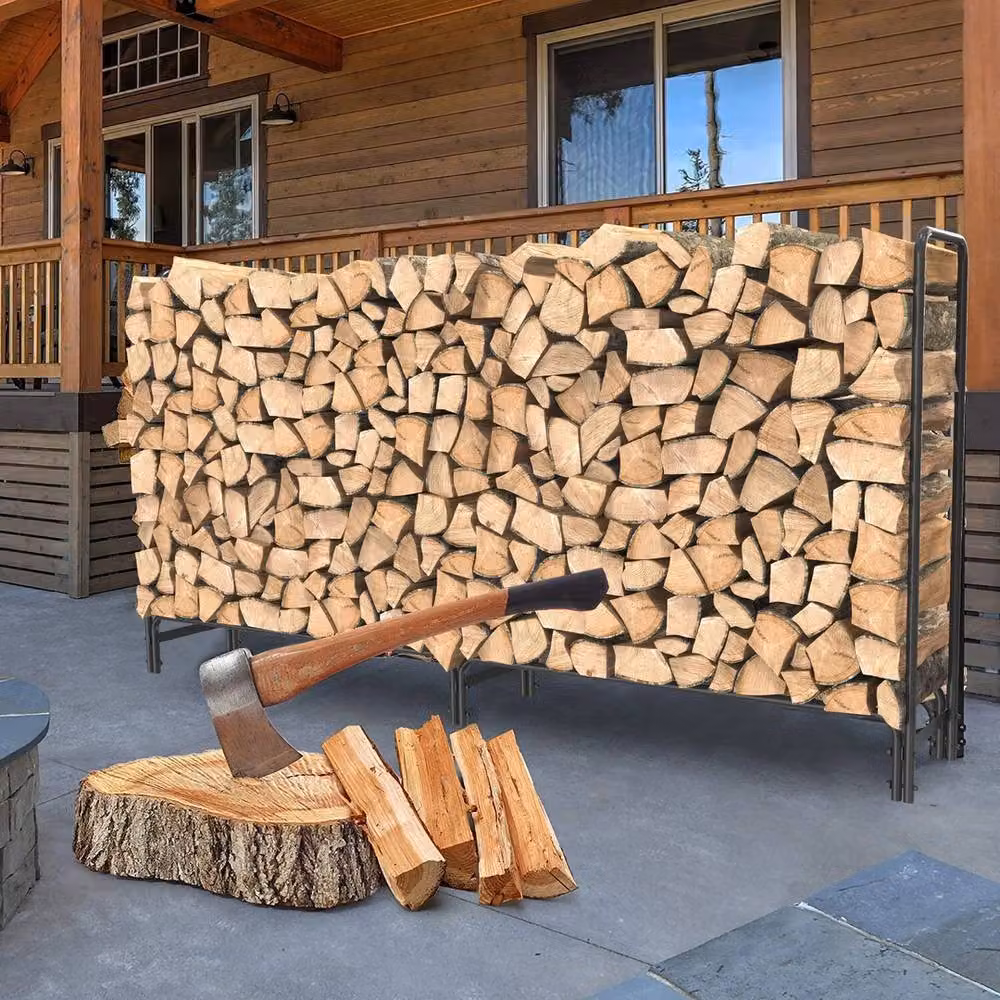 NESTLUNE Heavy Duty Large Firewood Rack and Log Storage Stand in Black, W/D/H: 100 x 15 x 15 cm – 5