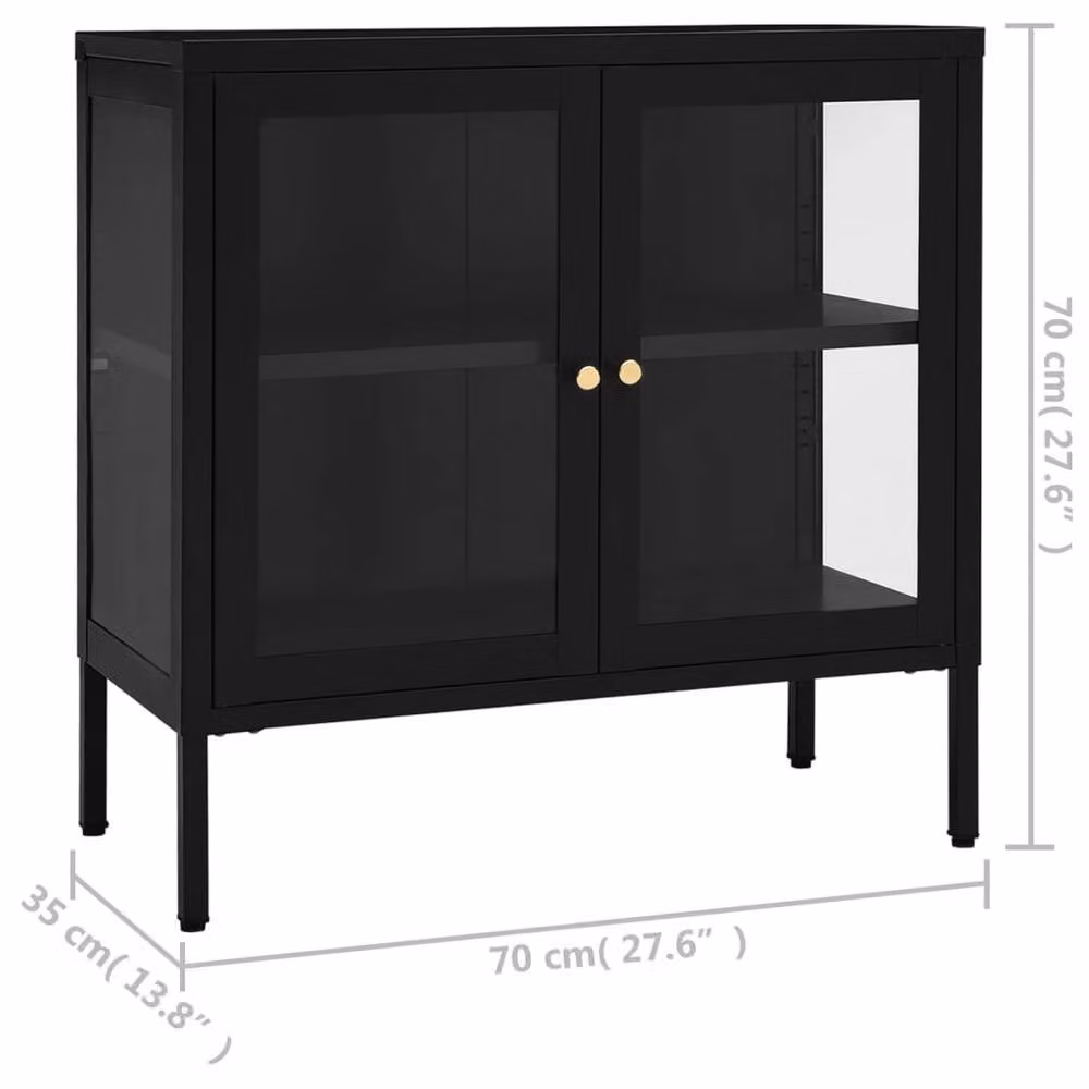 Berkfield Home Black Steel and Glass Sideboard, W/D/H: 70 x 35 x 70 cm – 4