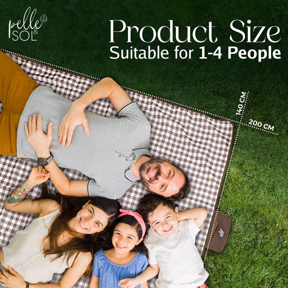 Pelle & Sol Foldable Waterproof Picnic Blanket with Carry Handle in Blue and Brown – 5