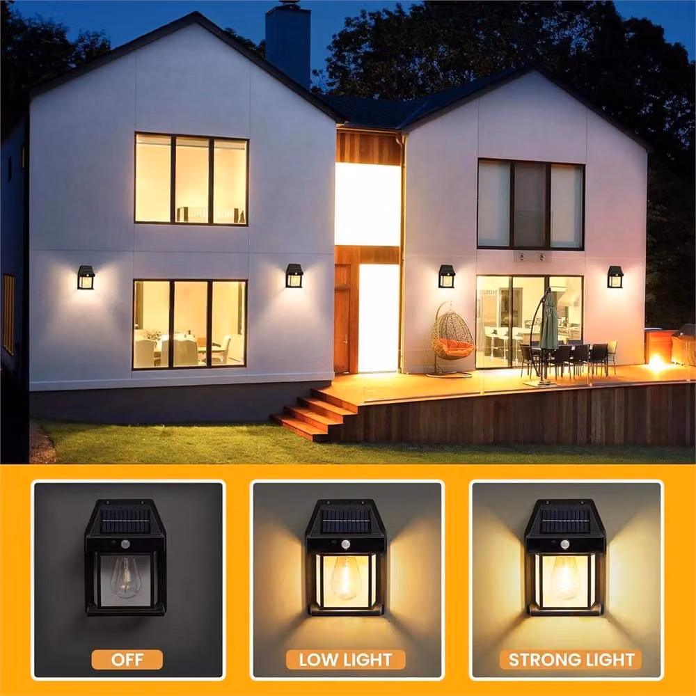 Nordara Black Solar Powered Wall Lantern with PIR Motion Sensor for Garden and Terrace – 6