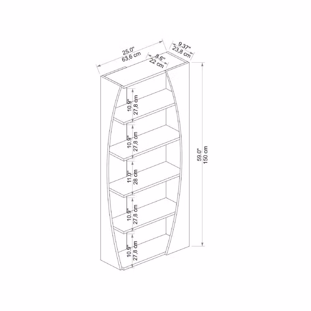 CALICOSY 5-Shelf Unit in White, Height: 150 cm – 3