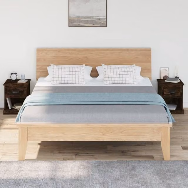 Berkfield Home Set of 2 Durable Bedside Cabinets in Smoked Oak Brown, W/D/H: 39 x 39 x 47.5 cm