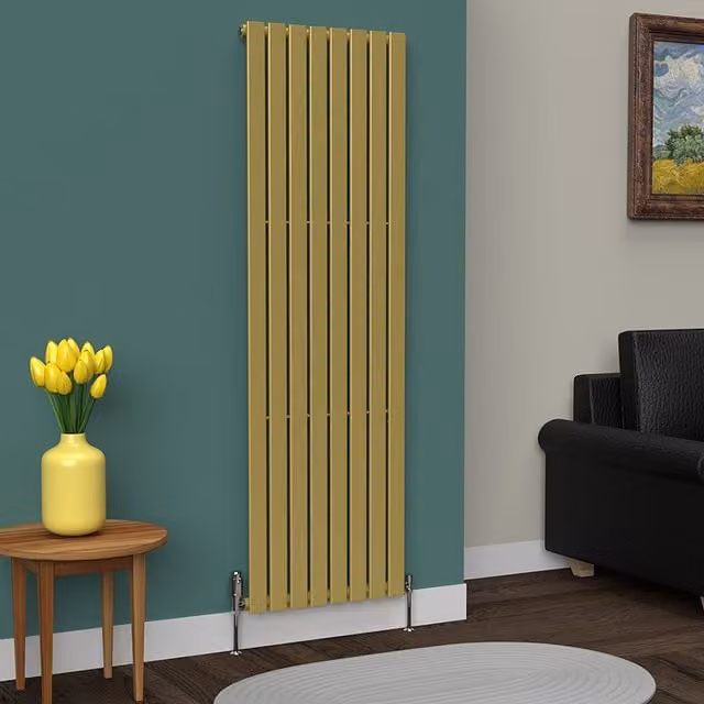 Lux Heat Flat Coloured Vertical Radiator in Gold, H 180 cm x W 56 cm (Single)