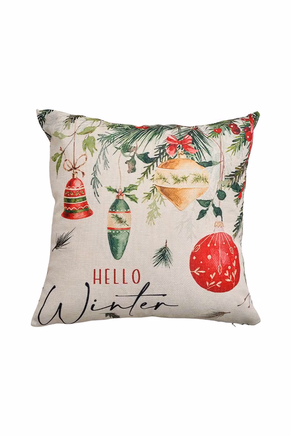 Living and Home Christmas Themed Multicolour Plush Square Decorative Pillow Case – 2