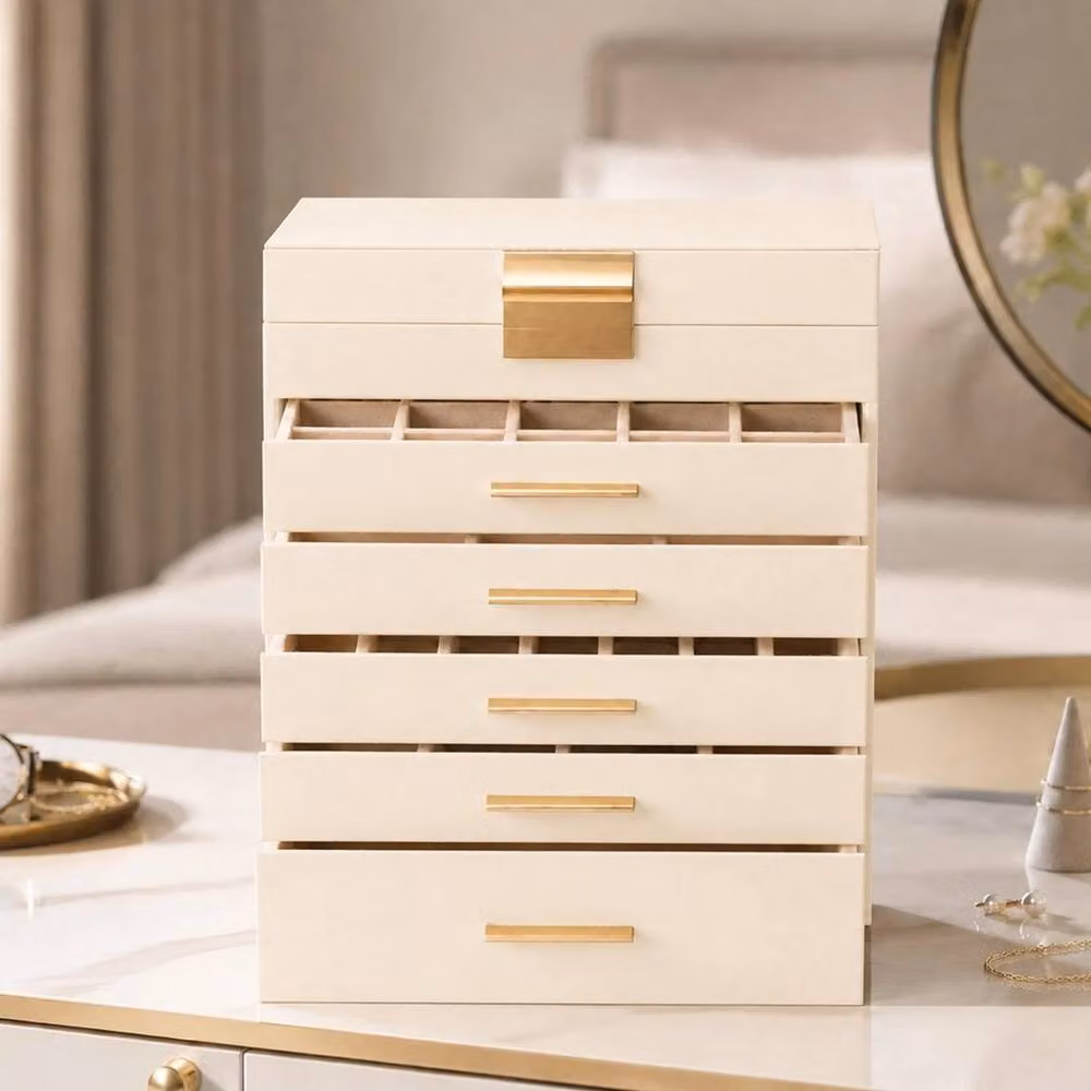 Kelvenix White Jewellery Case with 5 Drawers for Large Storage – 2