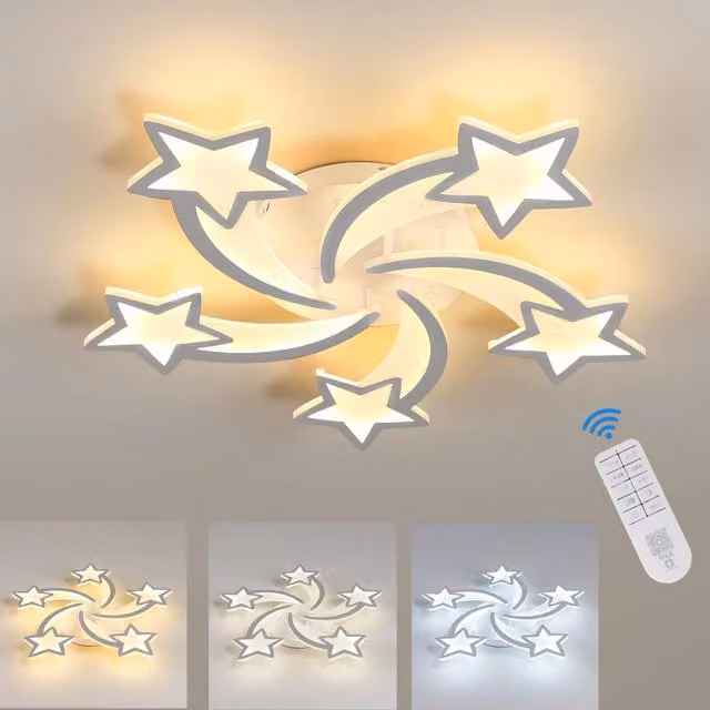 COMELY 50W Star LED Ceiling Light in White with Remote Control Dimming