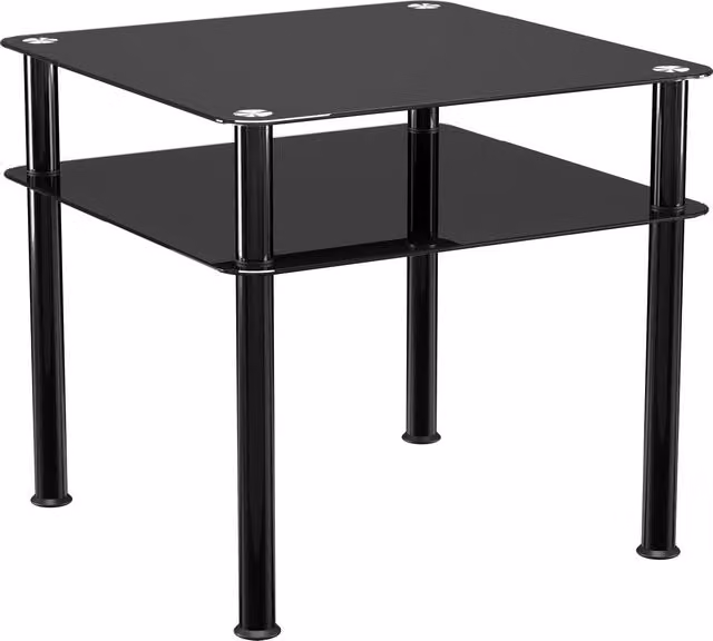 AVF Black Glossy Glass Coffee Table with Metal Legs, W/D/H: 60 x 60 x 42 cm – 6