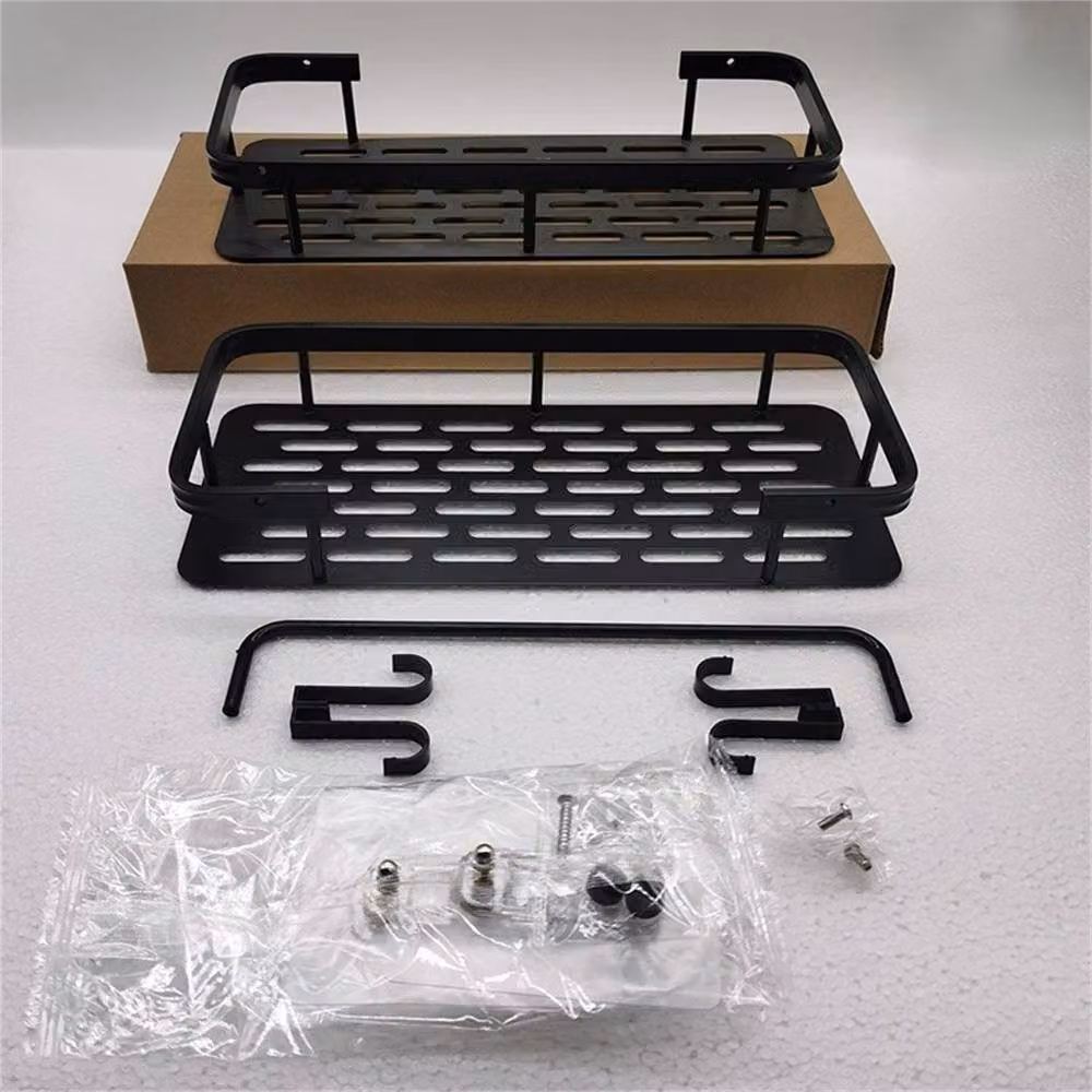 Kelvenix 2-Piece No-Drill Adhesive Corner Bathroom Shelf Set in Matt Black – 6