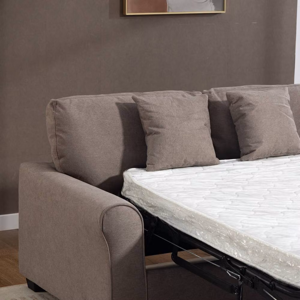 Artemis Home Lewiston 3 Seater Fabric Pull Out Sofabed in Brown – 4