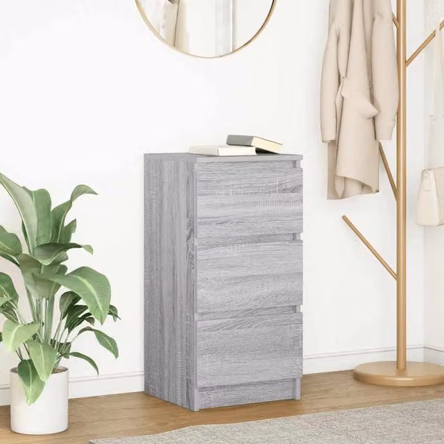 Berkfield Home Grey Sonoma Sideboard in Engineered Wood, W/D/H: 37.5 x 35 x 76 cm