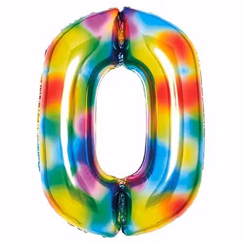 Amscan Large Rainbow Number 0 Hanging Decoration, Multicolour