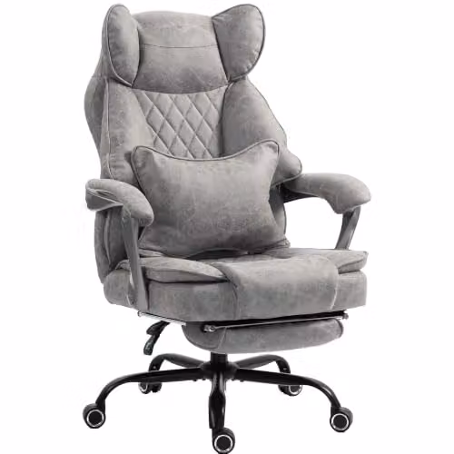 HOMCOM Executive Office Chair in Grey with Headrest and Lumbar Support