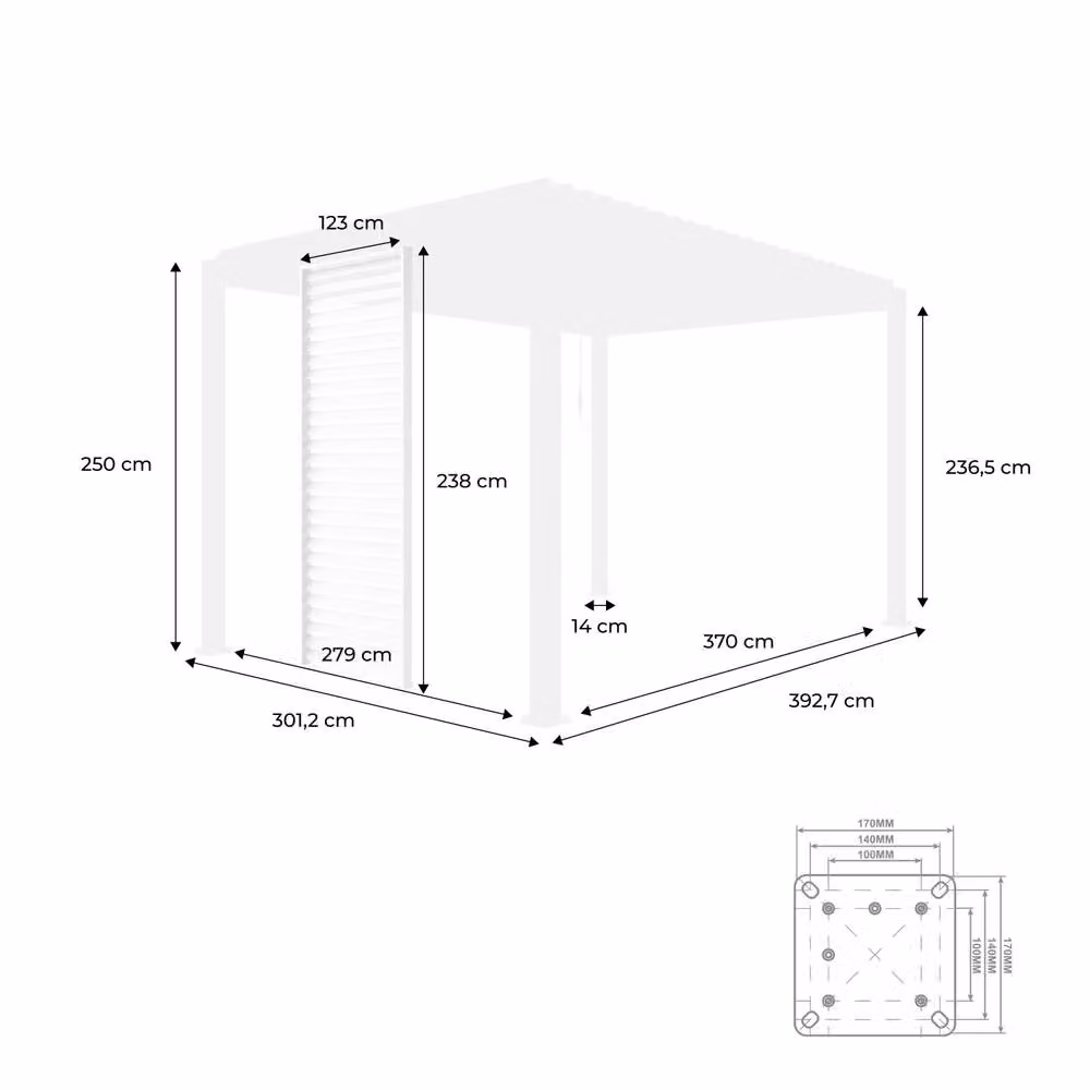 sweeek Aluminium Louvered Pergola in Dark Grey, W: 400 cm, D: 300 cm, H: 250 cm – 4