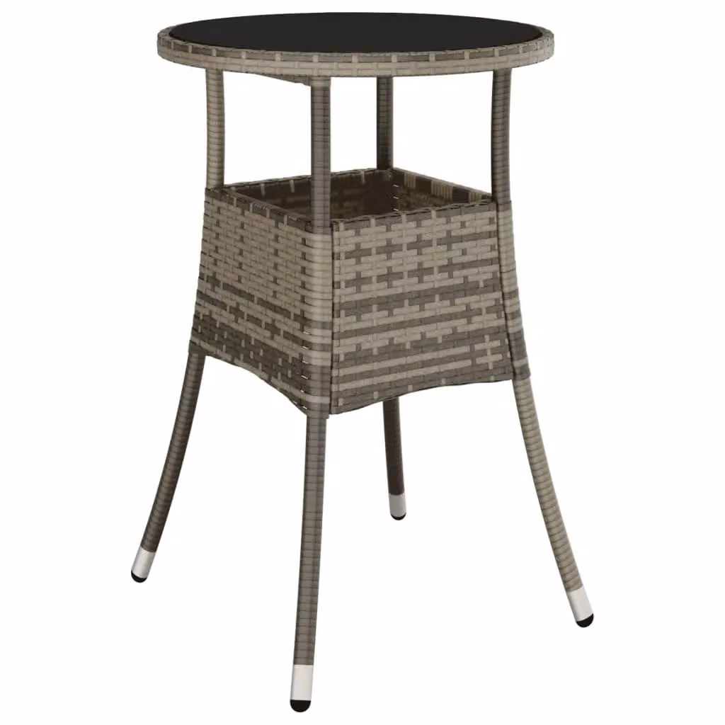 Berkfield Home Grey Poly Rattan and Tempered Glass Garden Table, W: 60 cm, H: 75 cm – 2