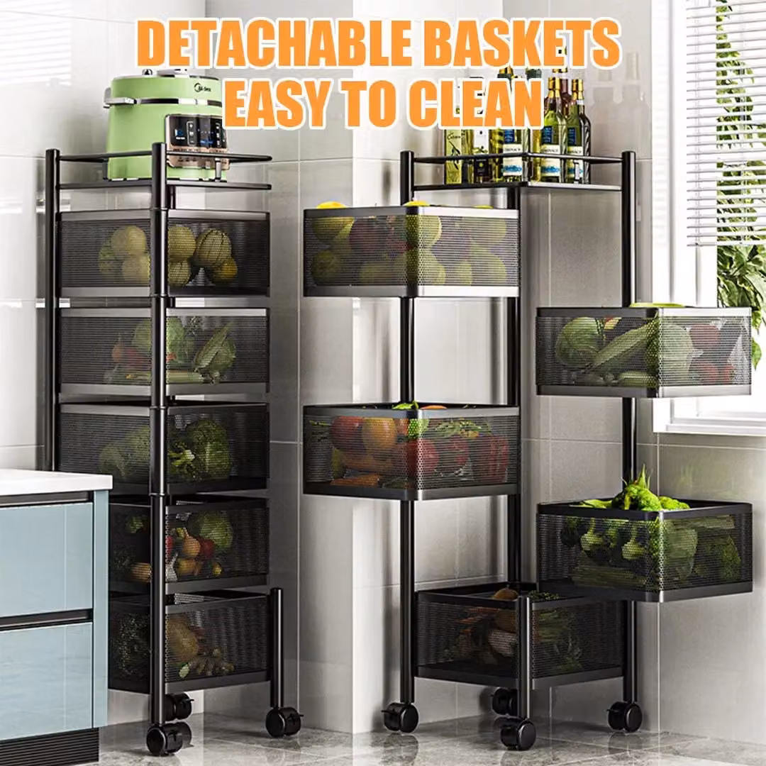 SPETLEK Black Rotating Kitchen Mobile Storage Trolley Cart – 2