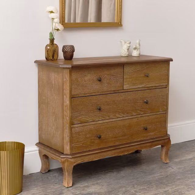 Melody Maison Ashwell 4 Drawer Chest of Drawers in Brown Wood