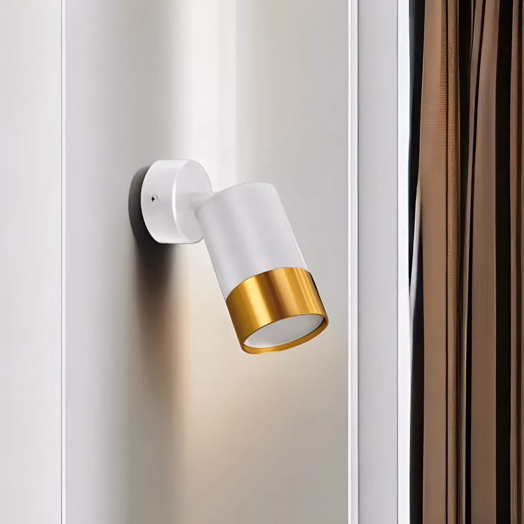 CGC Lighting Puzon Adjustable Single GU10 Spotlight Wall or Ceiling Light in White and Gold – 2