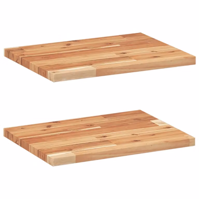 Berkfield Home Set of 2 Brown Oil Finished Solid Wood Acacia Floating Shelves, W/D/H: 60 x 30 x 2 cm