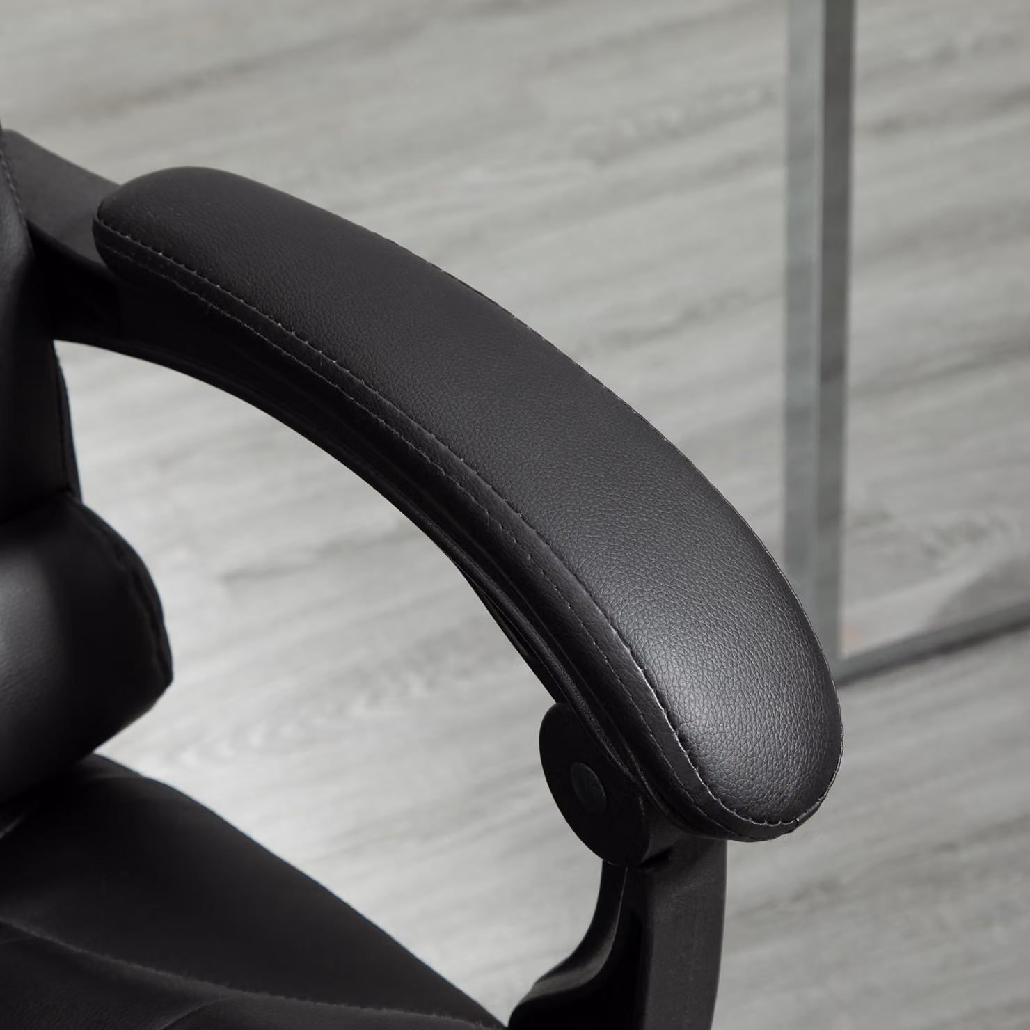 HOMCOM Black Executive PU Leather Office Chair with Headrest, Retractable Footrest and Swivel Wheels – 5