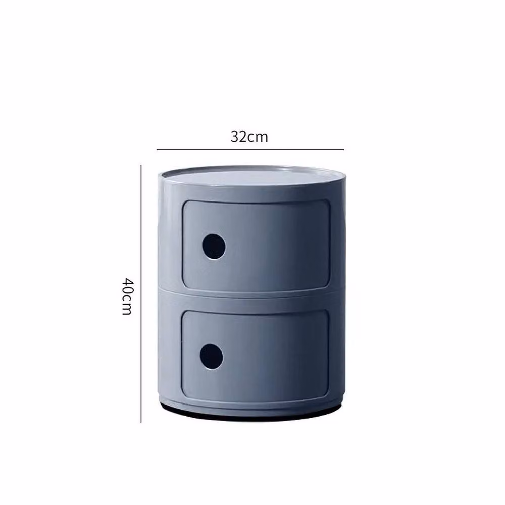 EONLION Round 2 Drawer Chest of Drawers in Grey Plastic – 2
