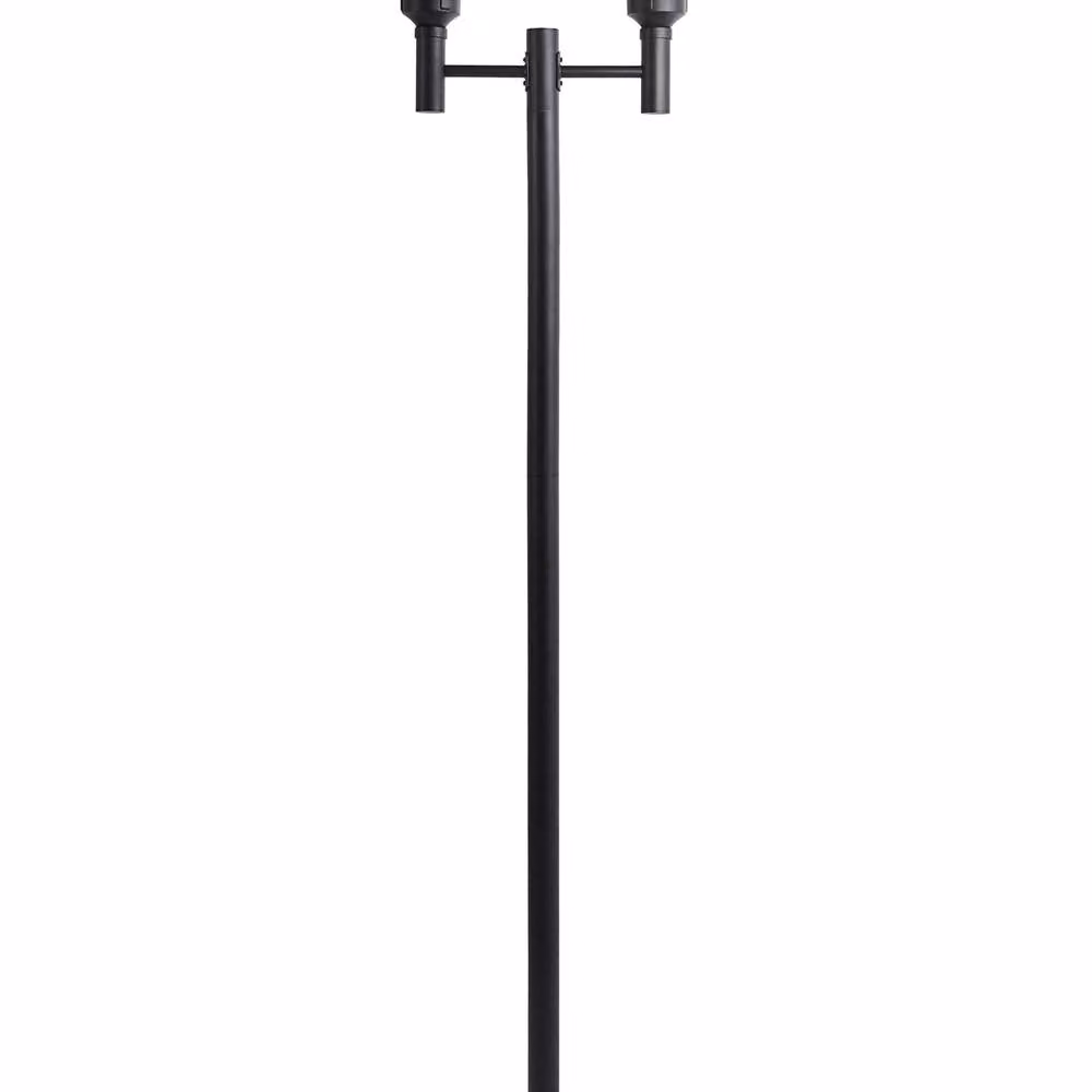 Wyld and Coco 2-Light Black Aluminium Garden Path Lamp Post with Transparent Glass Shades – 2