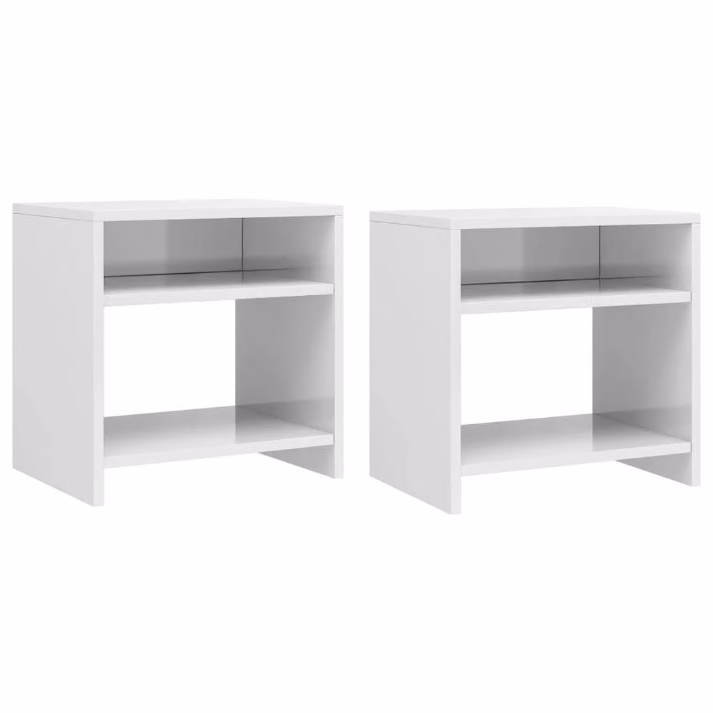 Berkfield Home Set of 2 High Gloss White Bedside Cabinets in Engineered Wood W/D/H: 40 x 30 x 40 cm – 2