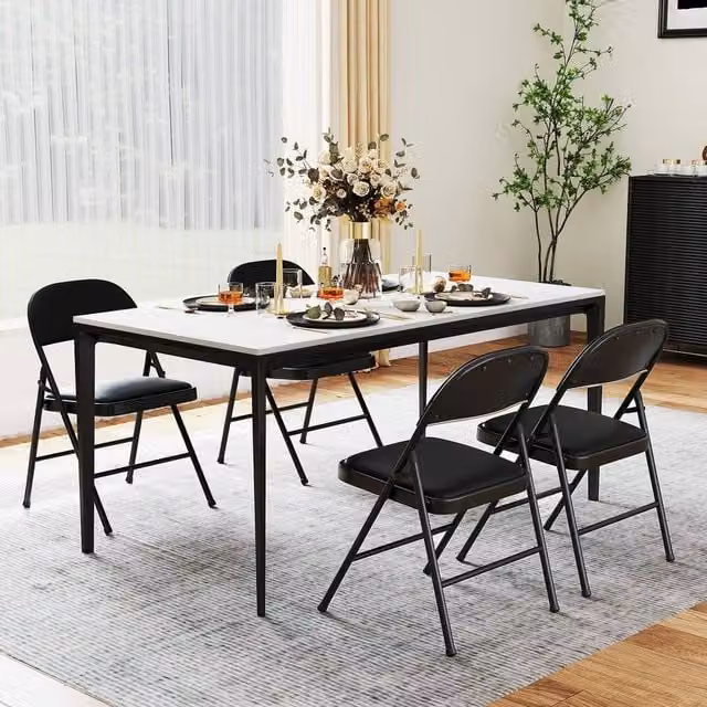 KORVIXA Stackable Folding Chair in Black for Indoor and Outdoor Use – 1