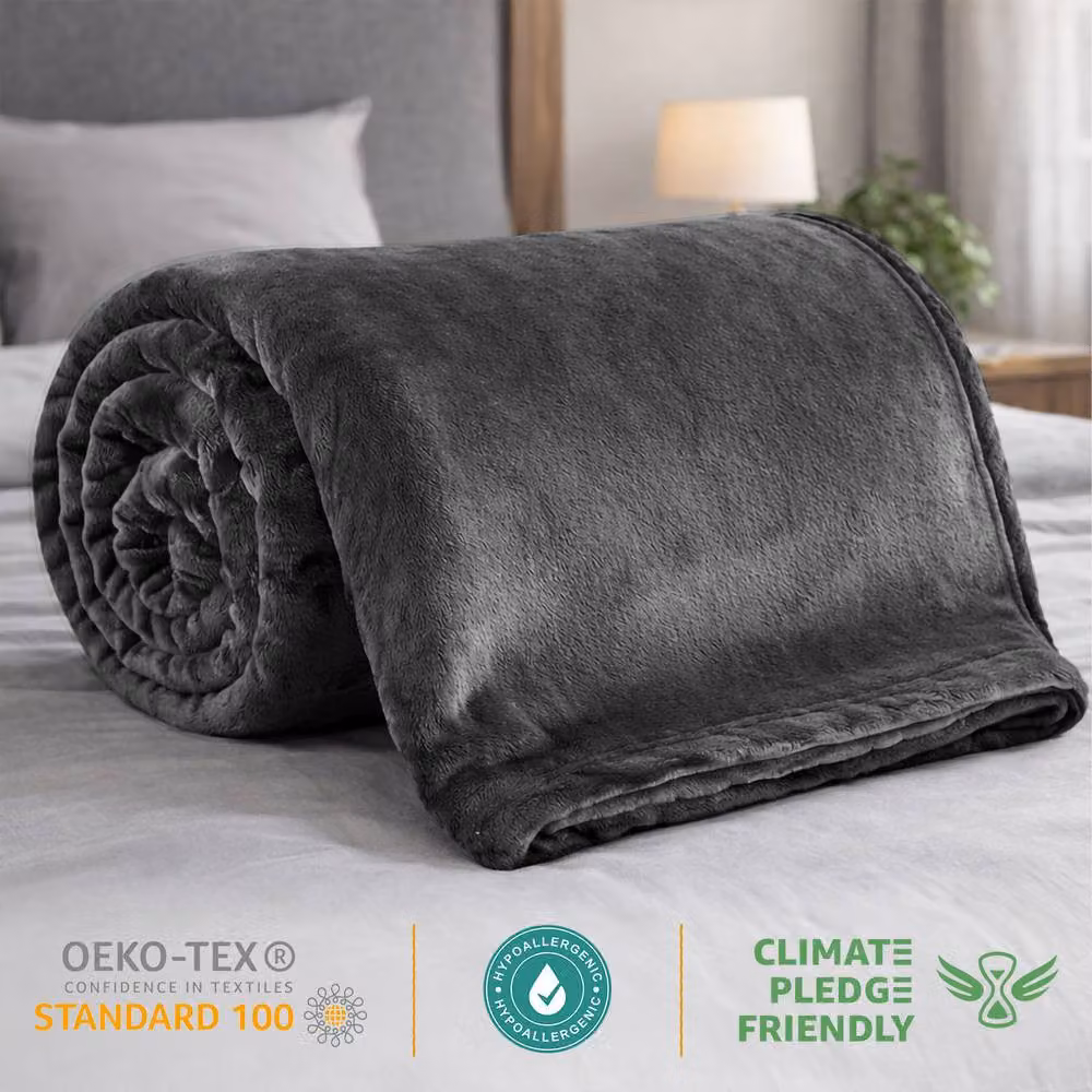 Pamposh Reversible Flannel Fleece Blanket in Grey – 7
