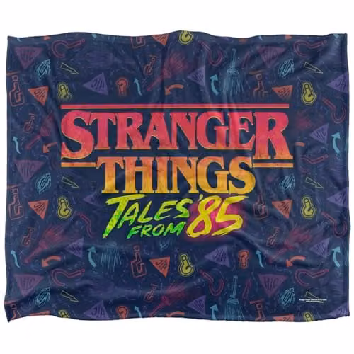 Netflix Stranger Things Tales From 85 Multicolour Logo Microfibre Fleece Throw Blanket W/D/H: 152.4 x 152.4 x 0.3 cm – 1