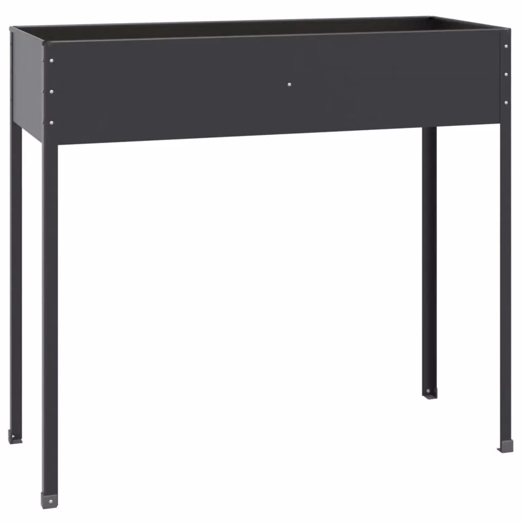 Berkfield Home Garden Anthracite Galvanised Steel Planter in Black W/D/H: 100.5 x 40.5 x 90 cm – 2